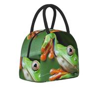 Tree Frog Baby Prints Insulated Lunch Tote Bag with Black Zipper and Handle - Large Reusable Thermal Food Carrier for Office, School, Picnics & Hiking