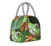 Tree Frog Baby Prints Insulated Lunch Tote Bag with Light Grey Zipper and Handle - Large Reusable Thermal Food Carrier for Office, School, Picnics & Hiking
