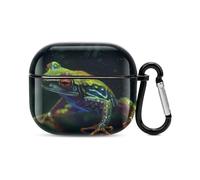 Tree Frog Bluetooth Earbuds Case Cover Full Body Shockproof Protection Hard Case Support Wireless Charging with Keychain Personalized Gift for AirPods 3