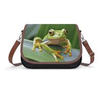 Tree Frog Crossbody Bag for Women Leather Crossover Shoulder Handle Bag with Adjustable Strap Hobo Handbag Large Capacity Purse Work Handbag for Daily Outdoor