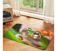 Tree Frog Dog Food Mat, Absorbent Pet Feeding Mat for Food and Water Bowls Non-Slip Placement Pad for Floors Waterproof Quick Dry Water Dispenser Mat for Dogs Puppy Cats 16x24 Inch