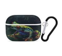 Tree Frog Earbuds Organizer Shockproof Protective Airpods Pro Cover with Carabiner Clip Anti Fall Carrying Earphone Case Cover for Airpods Pro 2nd Generation White