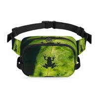 Tree Frog Green Leaf Waist Bag Multifunction Pack for Travel Sport Running Fanny Pack Bumbag Pouch Purse Belt Bag for Women Men Kids Girls Boys
