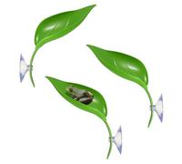 Tree Frog Habitat Platform, 3Pcs Leaf Shape Basking Platform with Suction Cups for African Dwarf Frog & Turtle Terrarium, Ideal for Reptile Habitat, Green