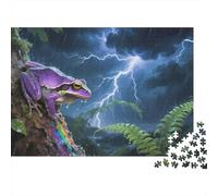 Tree Frog Jigsaw Puzzles 1000 Pieces Challenge Game for Adults,Thunderstorm Rainforest Impossible Jigsaw Puzzle 1000 Piece Educational Game Home Decoration 1000pcs (75x50cm)