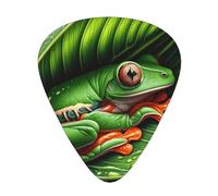 Tree-Frog-Nestled-Leaf 12 Pack Guitar Picks With 3 Thicknesses And Storage Box, Abs Plectrums For Electric Bass Guitar Players