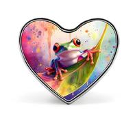Tree Frog on A Leaf Cute Brooch Heart Pin Badges Lapel Pins Jewellery Decoration for Clothes Hat Bag