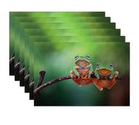 Tree Frog Placemats Set of 6,Table Mats Non-Slip Heat Resistant Washable Placemat for Party Kitchen Dining Table Decoration Indoor Outdoor
