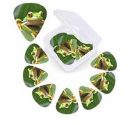 Tree Frog Print Guitar Picks 12 Pack Guitar Plectrums with Storage Box Bass Picks For Acoustic Guitar Bass Electric Ukulele Includes 0.46mm, 0.71mm, 0.96mm