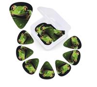 Tree Frog Print Guitar Picks 12 Pack with Custom Organizer Storage Box Guitar Accessories Ukulele for Acoustic Guitar Bass Guitar Day Gift