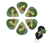 Tree Frog Print Guitar Picks 6 Pack Guitar Plectrums with Pick Holders Bass Picks For Acoustic Guitar Bass Electric Ukulele Includes 0.46mm, 0.71mm, 0.96mm
