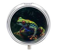 Tree Frog Small Pill Box 3 Grids Travel Pill Case Portable Daily Pill Organizer with Anti-Mixing Design Easy to Retrieve Meds for Medication, Vitamin, Supplements