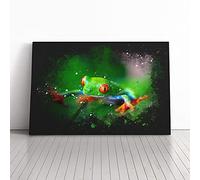 Tree Frog Vol.1 Paint Splash | Canvas Wall Art Print | Framed & Ready to Hang Picture | Modern Home Decor for Living Room, Bedroom, Kitchen or Office | 24x16 Inches