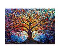 Tree Glass Mosaic Jigsaw Puzzle, 1000 Pcs For Adults | 38x26cm Puzzle Fans, Birthday Gift, Cardboard, Mood Calming, Tight Puzzle Fit