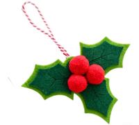 Tree Hanging Christmas Bow Ornaments Featuring Non Woven Fabric Material and Contemporary Style for Festive Decoration (Trifoliate Green)