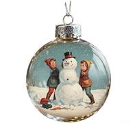 Tree Hanging Christmas Ornaments Featuring Vintage Baubles with Santa Claus and Snowman Designs for Festive Decoration in Homes and Parties Made of Plastic (Build A Snowman)