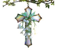 Tree Hanging Ornament, Acrylic Crucifix Pendant, Religious Lily Decoration, Festive Hanging Decoration, Faith Inspired Display Pendant, Decorative for Che