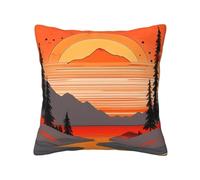 Tree Hills And Rivers Pillow Cover, 18"X18", Square Decorative Pillow For Sofa, &Living Room, Bed And Home Decor.