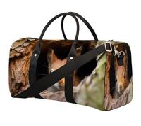 Tree Hole Cute Squirrel Foldable Travel Duffle Bag Waterproof Sports Gym Bag with Shoulder Straps