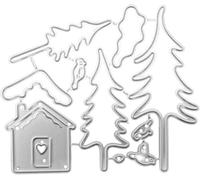 Tree House Die Cut for Card Making, Tree Metal Cutting Dies Congratulations Die Cuts Happy Birthday Embossing Stencils Template for DIY Scrap-Booking Decor Wedding Birthday Blessing Card Die Cuts