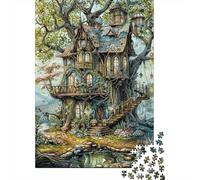 Tree House Jigsaw Puzzle for Adults 1000 Piece Jigsaw Puzzle Enchanted Forest Puzzle Game for Family Relaxation Home Decor 52x38cm/1000pcs