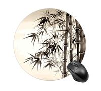 Tree Image Chinese Calligraphy Round Mouse Pad 7.8 Inch, Portable Gaming Mouse Mat with Non-Slip Rubber Base & Smooth Surface, Waterproof Mousepad for PC, Laptop, Computer, Office, Home