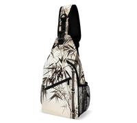 Tree Image Chinese Calligraphy Sling Bag with Rfid Blocking Causal Mens Crossbody Bag Lightweight Chest Pack Large Man Purse Travel Crossbody Backpack Shoulder Sling Backpack for Hiking Running Cyclin