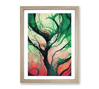 Tree In Abstract Framed Wall Art Print A2 Oak
