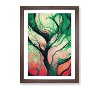 Tree In Abstract No.7 Framed Print | A2 Walnut Framed Wall Art | Ready to Hang | Abstract Floral Picture | Living Room Bedroom Lounge Office