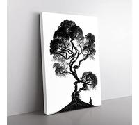 Tree In Monochrome No.2 Canvas Print for Living Room Bedroom Home Office Décor, Wall Art Picture Ready to Hang, 76x50 cm (30x20 Inch) CAN3020-V1022-CK-4753