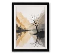 Tree in Still Water Minimalist Framed Wall Art Print A1 (84.1×59.4cm) Black, Wall Decor for Living Room, Bedroom, Office & Home, Ready to Hang, Art Gift
