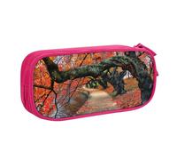 Tree in The Fall Large Capacity Double Layer Pencil Case,Customizable Full Print Polyester Fabric Organizer-School, Office, Travel Makeup Pouch