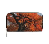 Tree In The Fall Leather Wallet For Women Girl, Zip Around Credit Card Holder Long Pu Wallet Clutch Purse Waterproof Travel Handbag