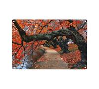 Tree In The Fall Print Metal Tin Signs Funny Metal Signs,Poster Plaque Sign Wall Hanging Decorations 12x8inch
