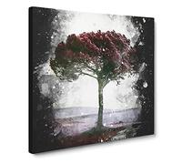 Tree in Tuscany Italy Paint Splash Canvas Print | Gallery Wrapped 30mm Frame Wall Art | 14x14 inches | Ready to Hang | Modern Landscape Picture | Living Room Bedroom Lounge Office