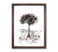 Tree In Tuscany Italy Watercolour Modern Framed Print | A3 Walnut Framed Wall Art | Ready to Hang | Modern Floral Picture | Living Room Bedroom Lounge Office