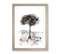 Tree In Tuscany Italy Watercolour Modern Framed Print | A4 Oak Framed Wall Art | Ready to Hang | Modern Floral Picture | Living Room Bedroom Lounge Office