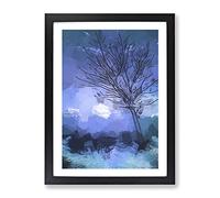 Tree In Wildfire In Abstract Modern Framed Wall Art Print, Ready to Hang Picture for Living Room Bedroom Home Office Décor, Black A2 (64 x 46 cm)