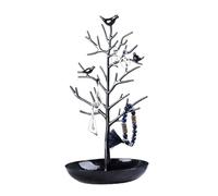 tree jewellery stand Double Layer Metal Alloy Bird Tree Earring Display Stand Jewelry Sycamore Shape Artistic Style(Ancient Black Bird Tree)