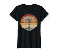 Tree Life DNA Genetics Retro Sunset Vintage Science Value Graphic T-Shirt, Women, Black, M