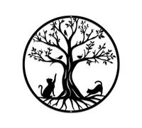 Tree Life Metal Wall Art, Large Tree of Life Wall Art Decoration, Suitable Home Office Living Room Garden Bedroom, Decor Sculpture (Cat 30cm)