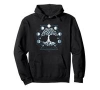 Tree Life Moon Phases Sacred Geometry Spiritual Design Pullover Hoodie