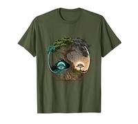 Tree Life Yin Yang Moon Sun Day and Night Bonsai Japanese T-Shirt, Men, Olive Green, Medium