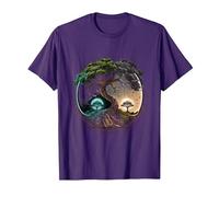 Tree Life Yin Yang Moon Sun Day and Night Bonsai Japanese T-Shirt, Men, Purple, 3X-Large