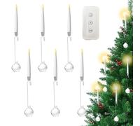 Tree Light - Taper for Decorating Small Wreaths, Flickering Flame Effect, Zero Risk Fire Safety, Wireless Remote Control, Realistic Wax Look Holiday Lighting Supplies, 6 Pack Warm White Magnetic Base.