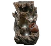 (Tree Log Fountain) GEEZY Garden Fountain Water Feature LED Lights Indoor Outdoor Polyresin Statues Decor