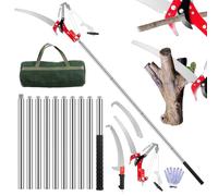 Tree Loppers Long Reach Telescopic 2 in 1, 2.7ft-13ft Lightweight Garden Telescopic Long Reach Pruner, Manual Pole Saw Trimmer, Branch Metal Cutter, Pole Pruner Hand for Palm Oak High Branches