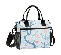 Tree Love Pastel Simple Blue Leakproof Lunch Bag with Shoulder Strap Lunch Box for Work for Picnic Bolsa de lonchera para Mujer