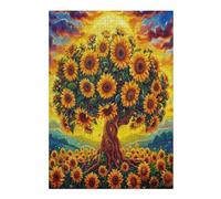 Tree Made Of Sunflowers 300 Pieces Set Classic Jigsaw Puzzle Teen Fans 14-18 Yrs Logic Skill Leisure Adventure Valentines Gift Eco-friendly Recycled Cardboard 300 PCS