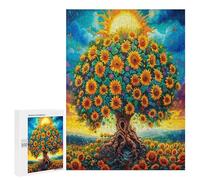 Tree Made Of Sunflowers 500 Piece Jigsaw Puzzles All AgesJigsaws Evening Wind-Down Activity Challenging Home Decor Stress Relief 500 PCS